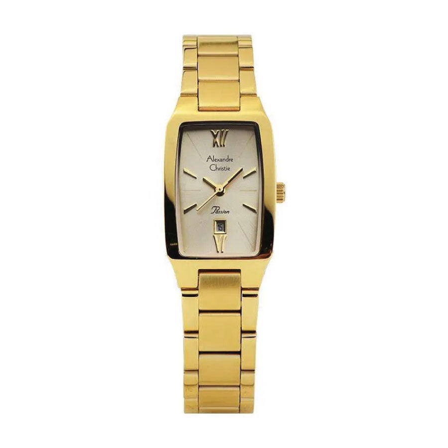 Alexandre Christie 2455LDBGPIV Gold Dial Stainless Steel Strap Watch
