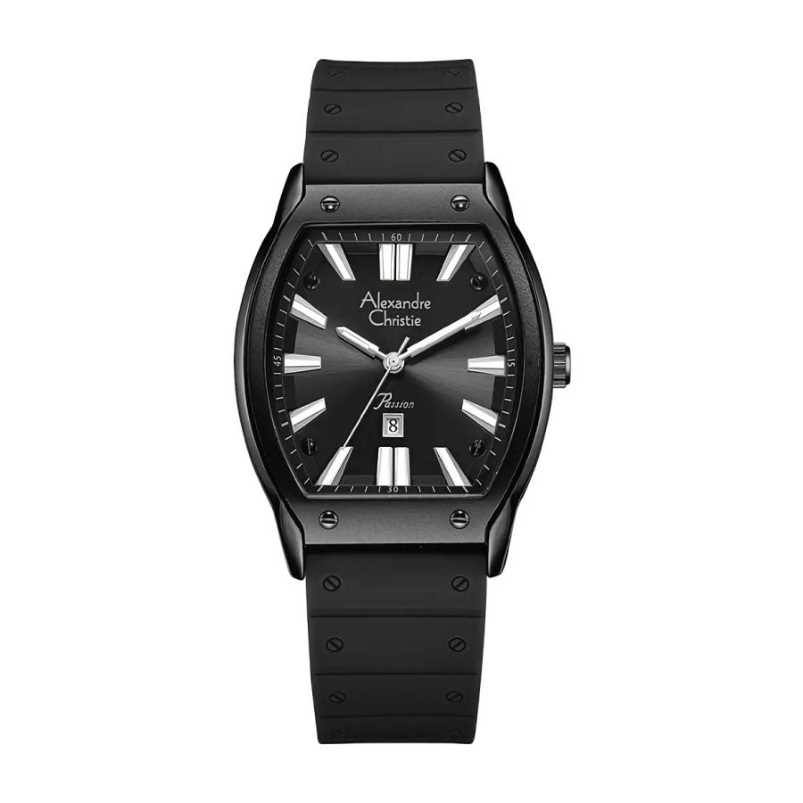 Alexandre Christie 2941LDRIPBA Black Dial Silicone Strap