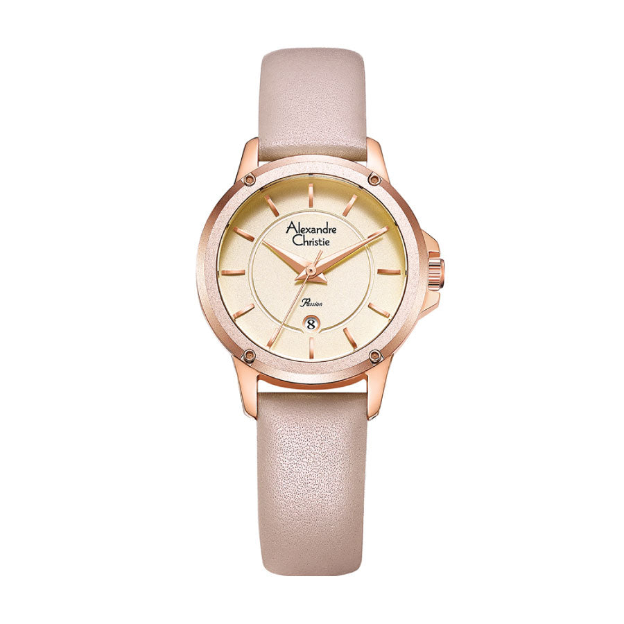 Alexandre Christie 2A17LDLRGRGPN Pink Dial Leather Strap