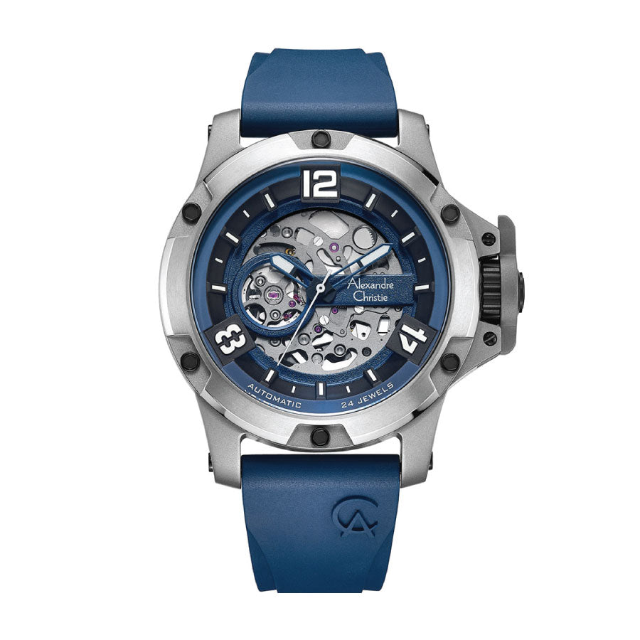 Alexandre Christie 6295MTRTPBABU Blue Dial Silicone Strap