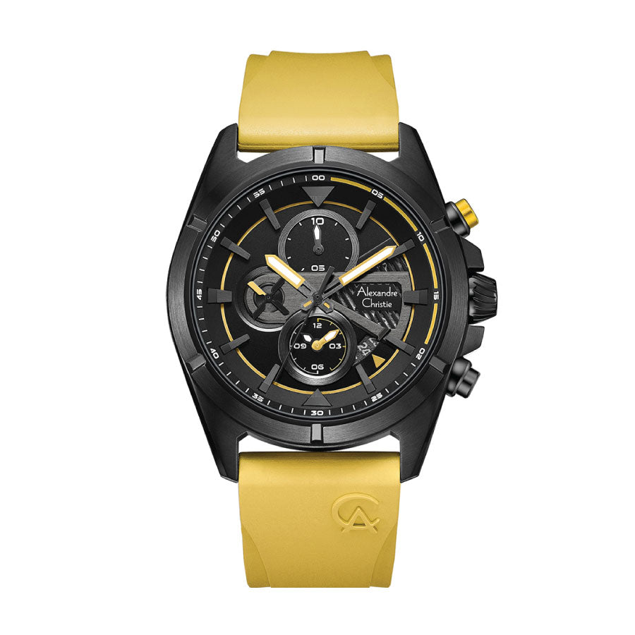Alexandre Christie 6592MCREPBAYL Black Dial Silicone Strap Watch