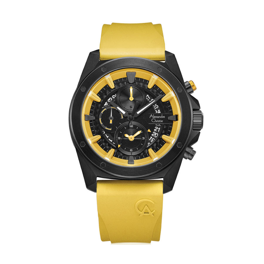 Alexandre Christie 6594MCREPBAYL Black Dial Silicone Strap Watch