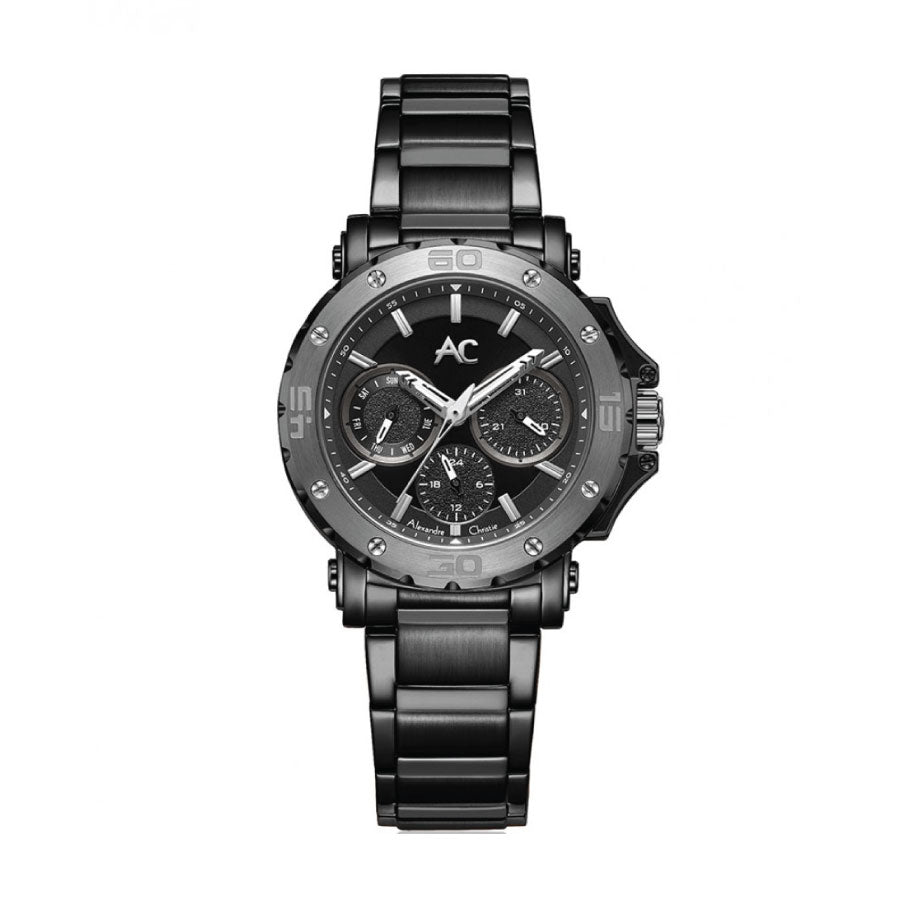 Alexandre Christie 9205BFBEPBA Black Dial Stainless Steel Strap