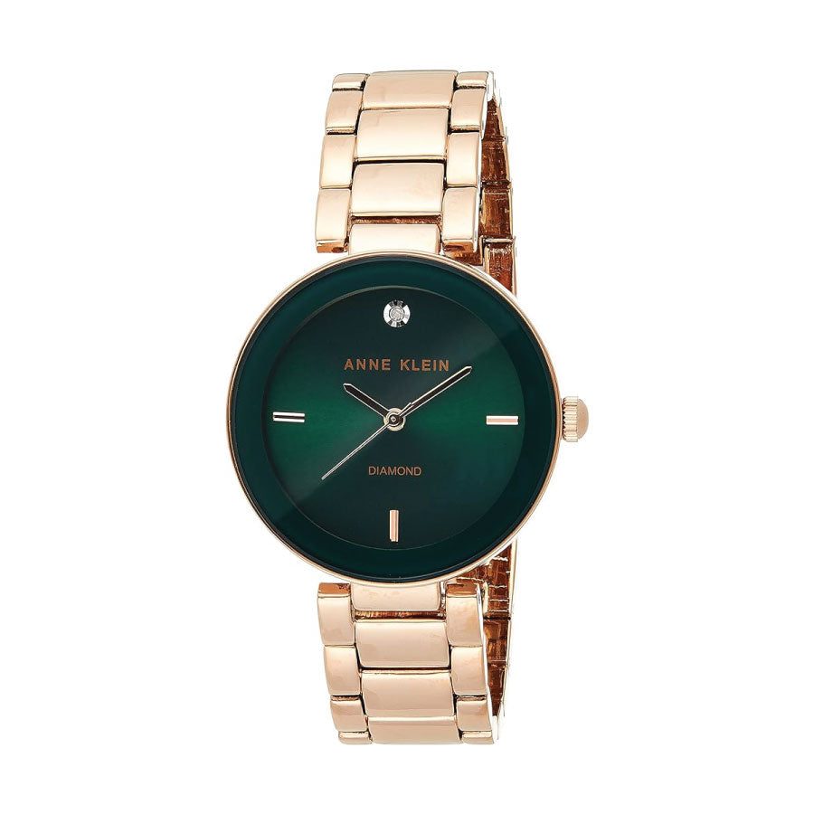 Anne Klein AK-1362GNRG Green Dial Stainless Steel Strap