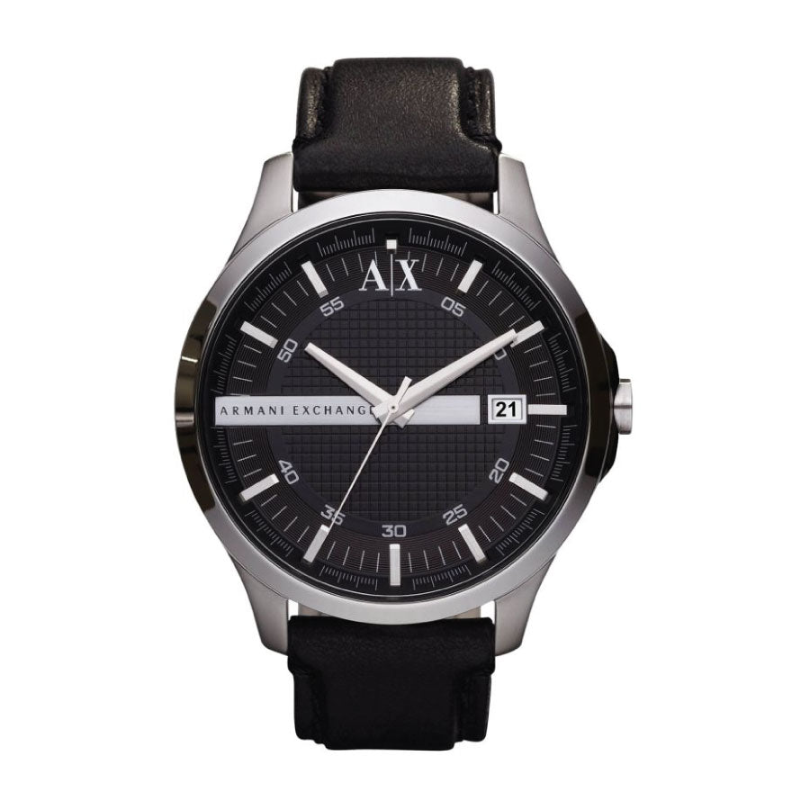 Armani Exchange AX2101 Three-Hand Date Black Leather Watch