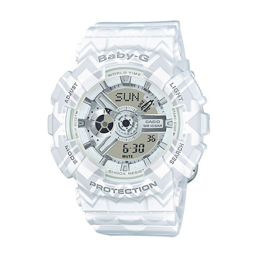 Baby-G BA-110TP-7A Digital Analog White Resin