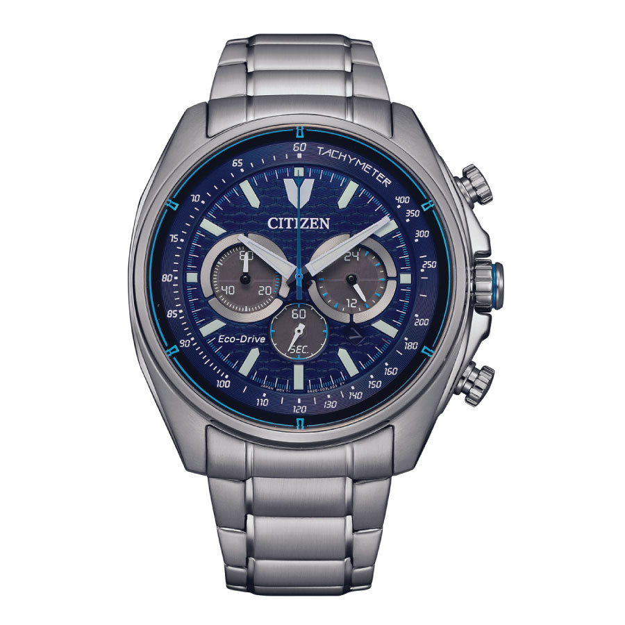 Citizen CA4560-81L Eco Drive Chronograph Blue Dial Stainless Steel Strap Watch