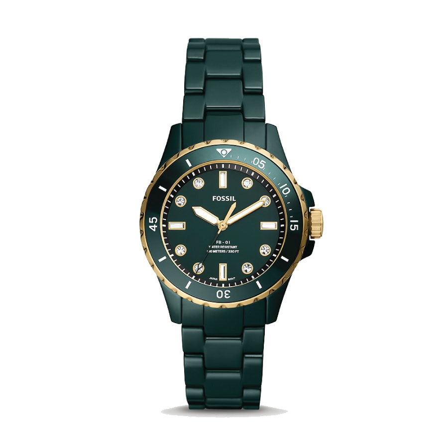 Fossil CE1124 FB-01 Three-Hand Green Ceramic Watch