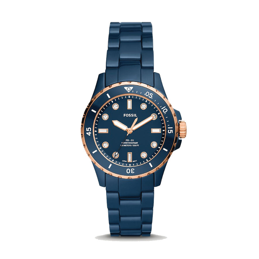 Fossil CE1125 FB-01 Three-Hand Blue Ceramic Watch