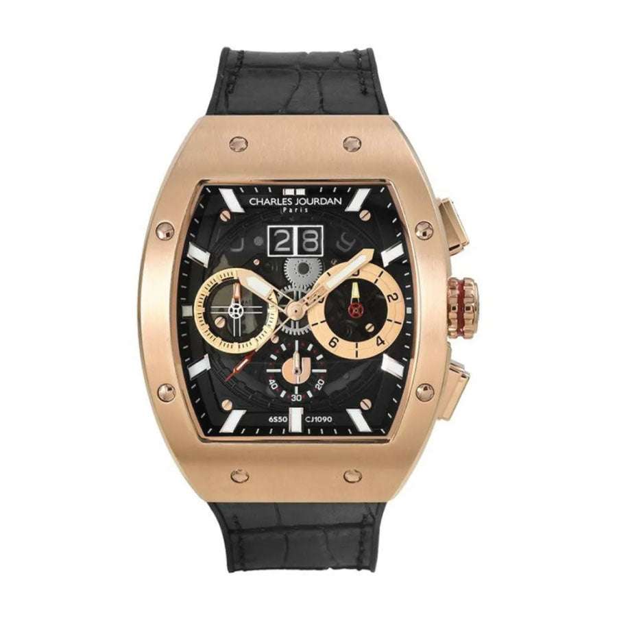 Charles Jourdan CJ1090-1538C Ludis Chronograph Quartz Black Leather Strap Watch