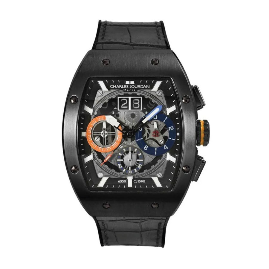 Charles Jourdan CJ1090-1738C Ludis Chronograph Quartz Black Leather Strap Watch