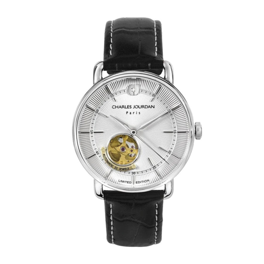 Charles Jourdan CJ1108-1312LE Ultra Automatic Limited Edition Black Leather Strap Watch