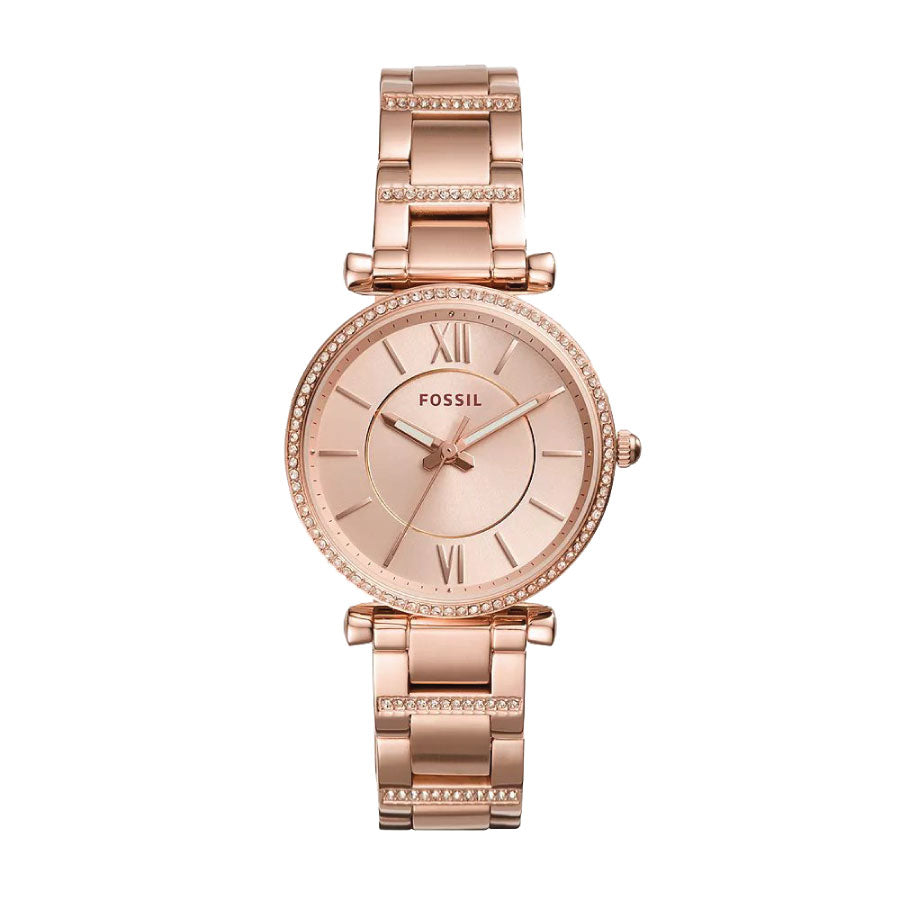 Fossil ES4301 Carlie Three-Hand Rose Gold-Tone Stainless Steel Watch