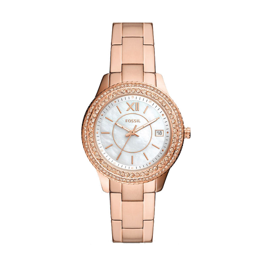 Fossil ES5131 Stella Three-Hand Date Rose Gold-Tone Stainless Steel