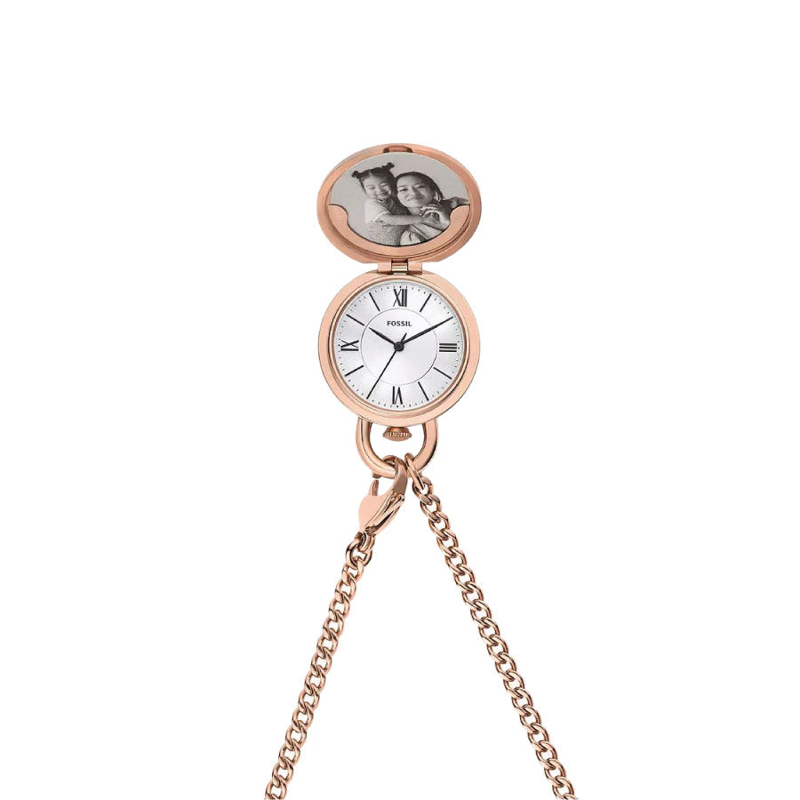 Fossil ES5282 Jacqueline Three-Hand Rose Gold-Tone Stainless Steel Watch Locket