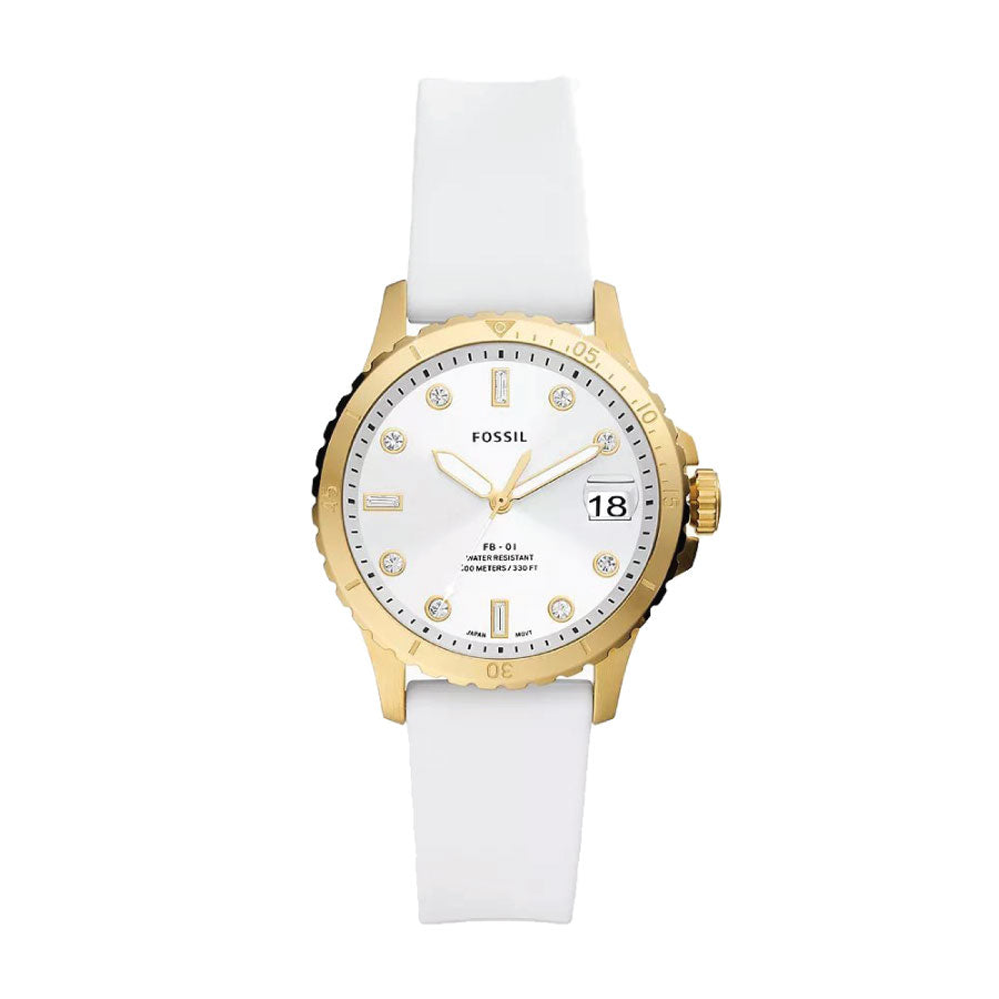 Fossil ES5286 FB-01 Three-Hand Date White Silicone Watch