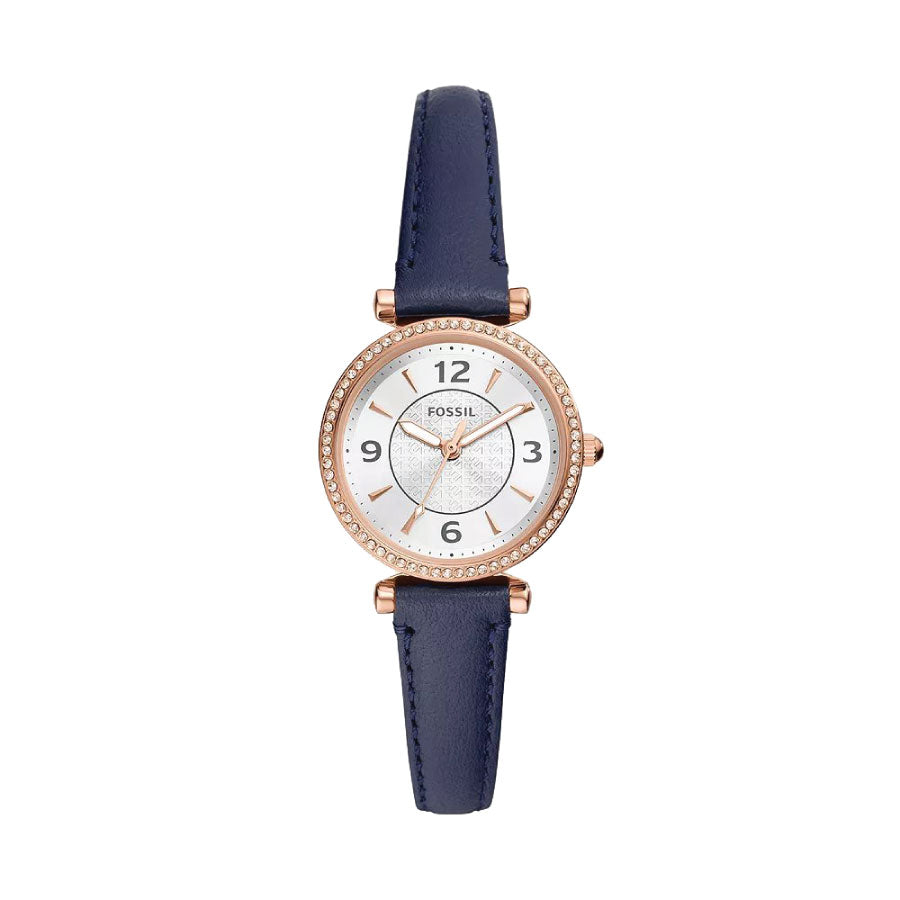 Fossil ES5295 Carlie Three-Hand Navy LiteHide™ Leather Watch