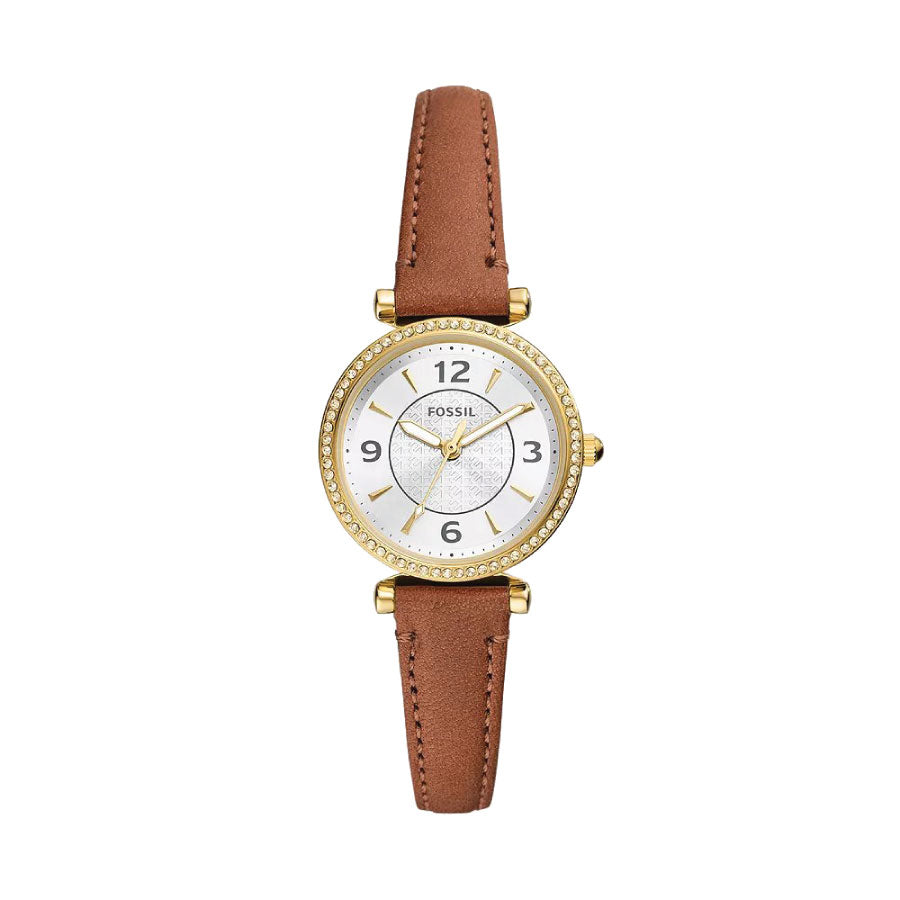 Fossil ES5297 Carlie Three-Hand Medium Brown LiteHide™ Leather Watch