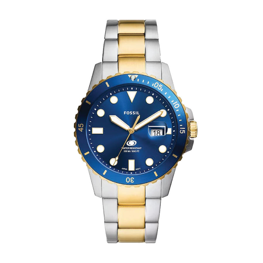 Fossil FS6034 Blue Dive Three-Hand Date Two-Tone Stainless Steel Watch