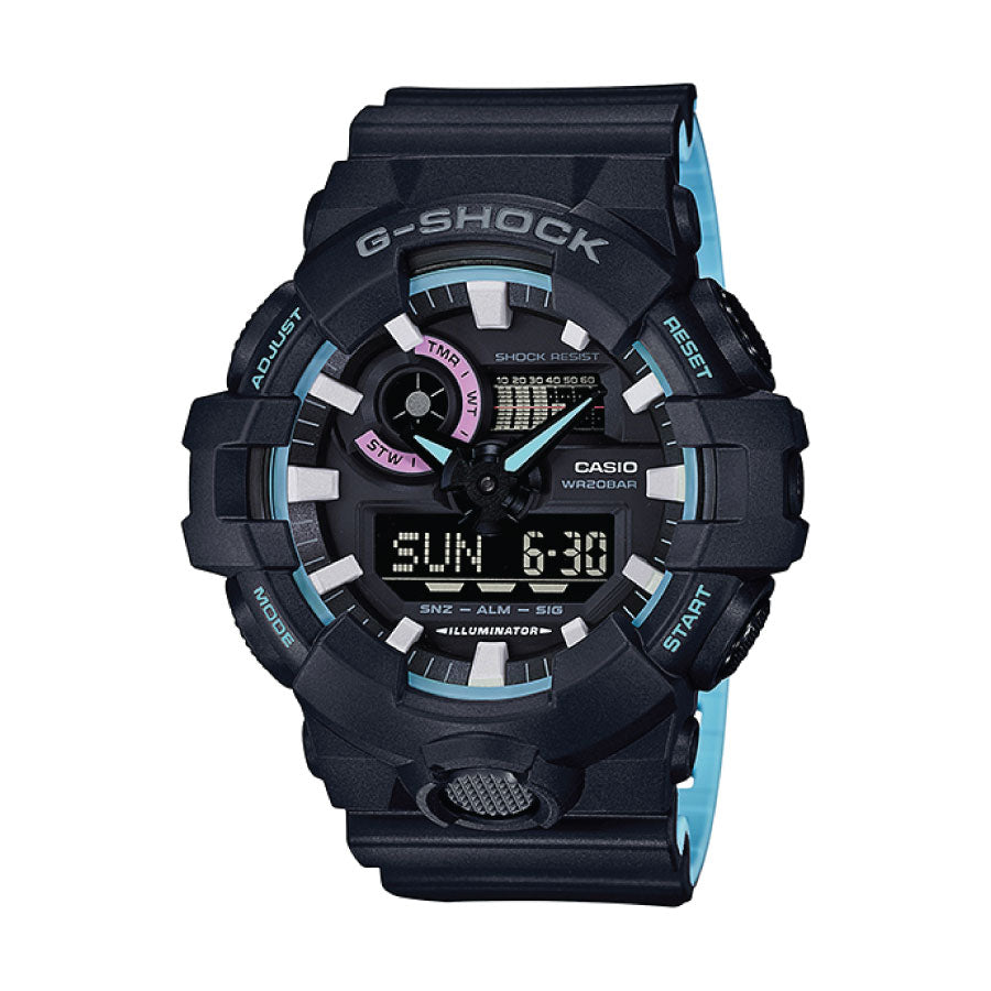 G-Shock GA-700PC-1A Analog Digital Black Blue Resin