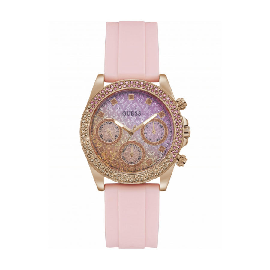 Guess GW0032L4 Rose Gold Case Pink Silicone Strap Watch