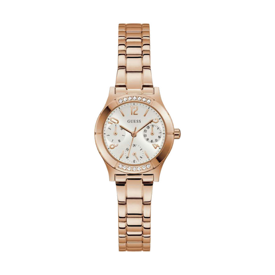 Guess GW0413L3 Silver Dial Rose Gold Stainless Steel Strap Watch