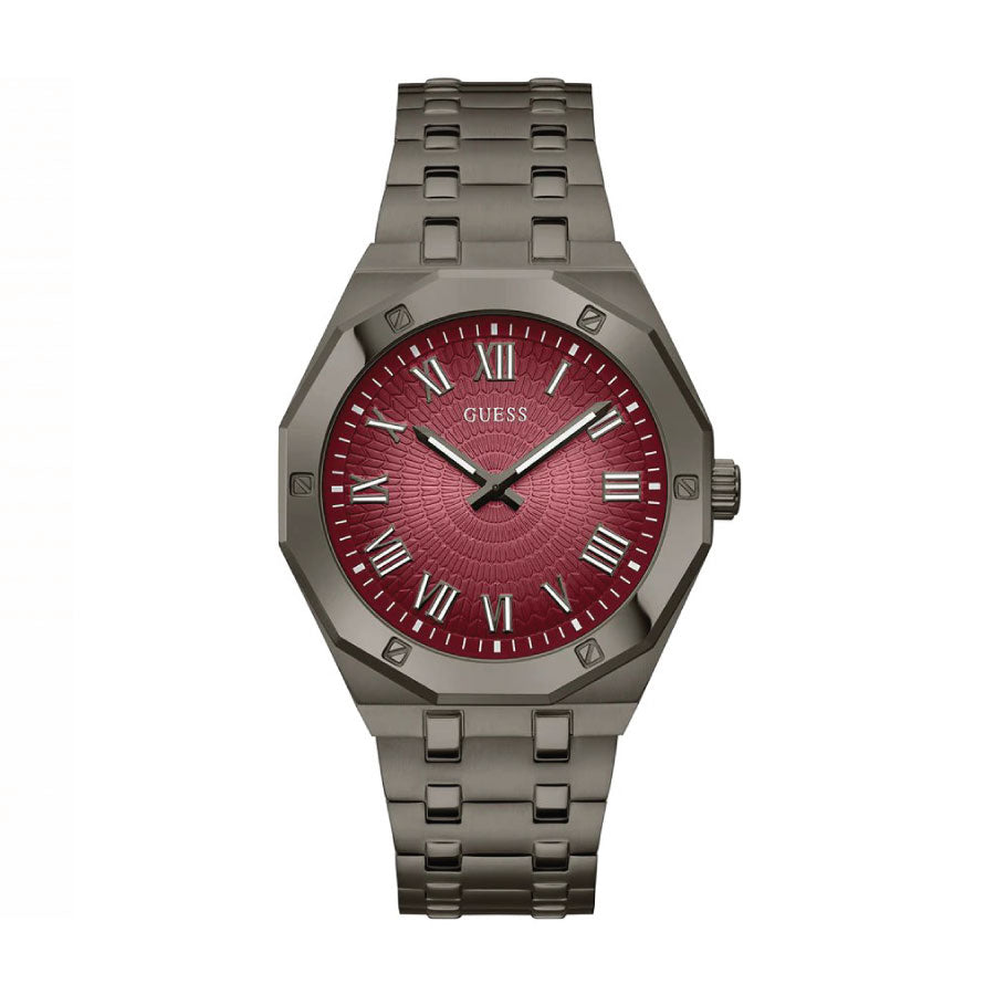 Guess GW0575G5 Gunmetal Analog Red Dial Grey Stainless Steel Strap Watch