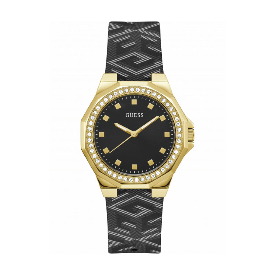 Guess GW0598L2 Gold Case Black Silicone Strap Watch