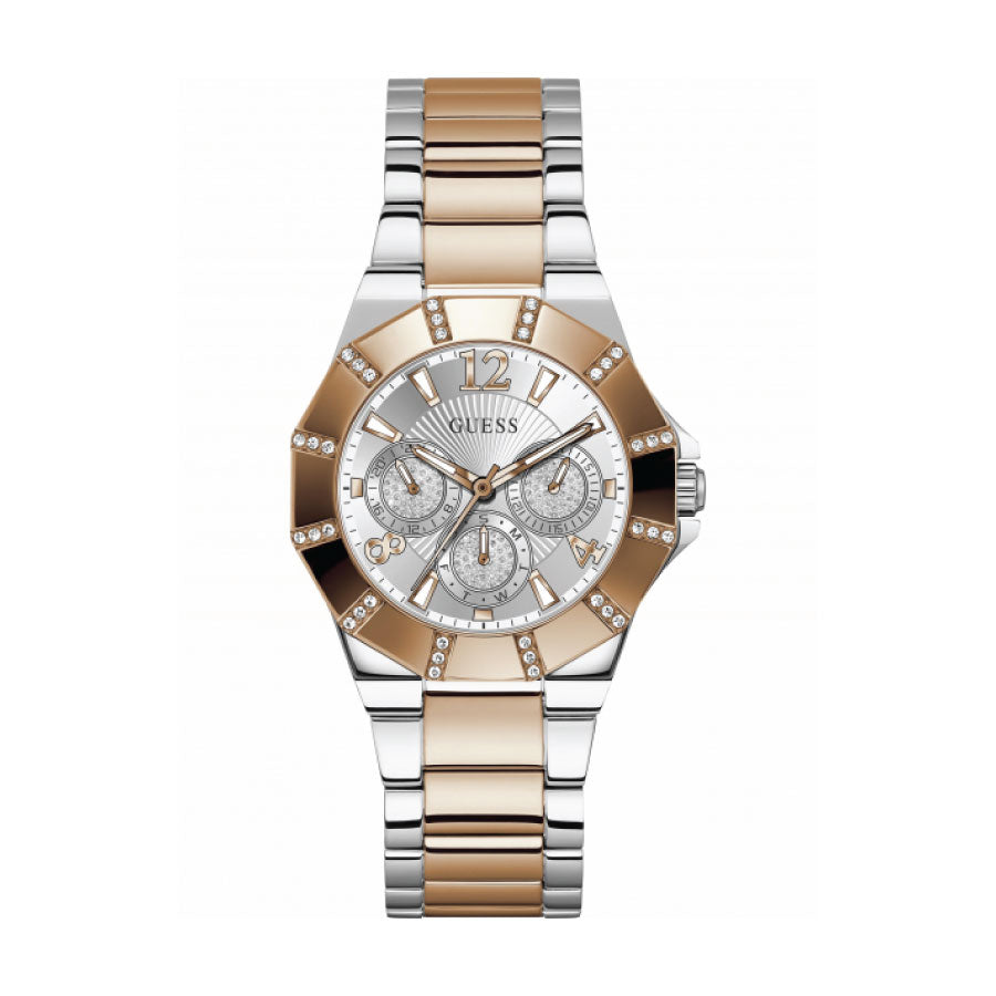 Guess GW0616L3 Rose Gold Case Silver Stainless Steel Strap Watch