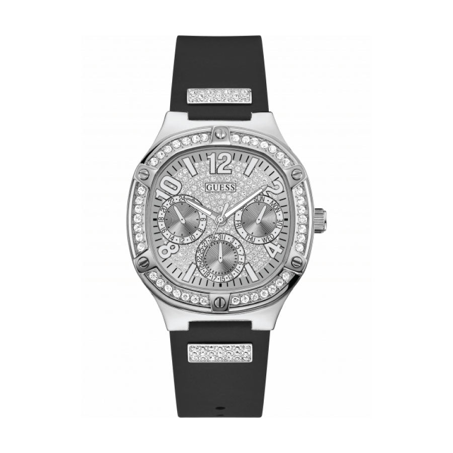 Guess GW0619L1 Silver Case Black Silicone Strap Watch