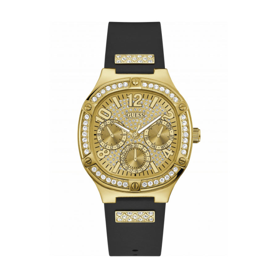 Guess GW0619L2 Gold Case Black Silicone Strap Watch