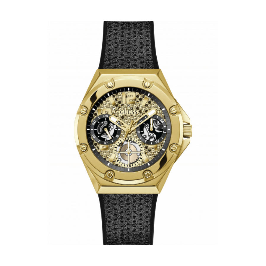 Guess GW0620L2 Gold Case Black Silicone Strap Watch