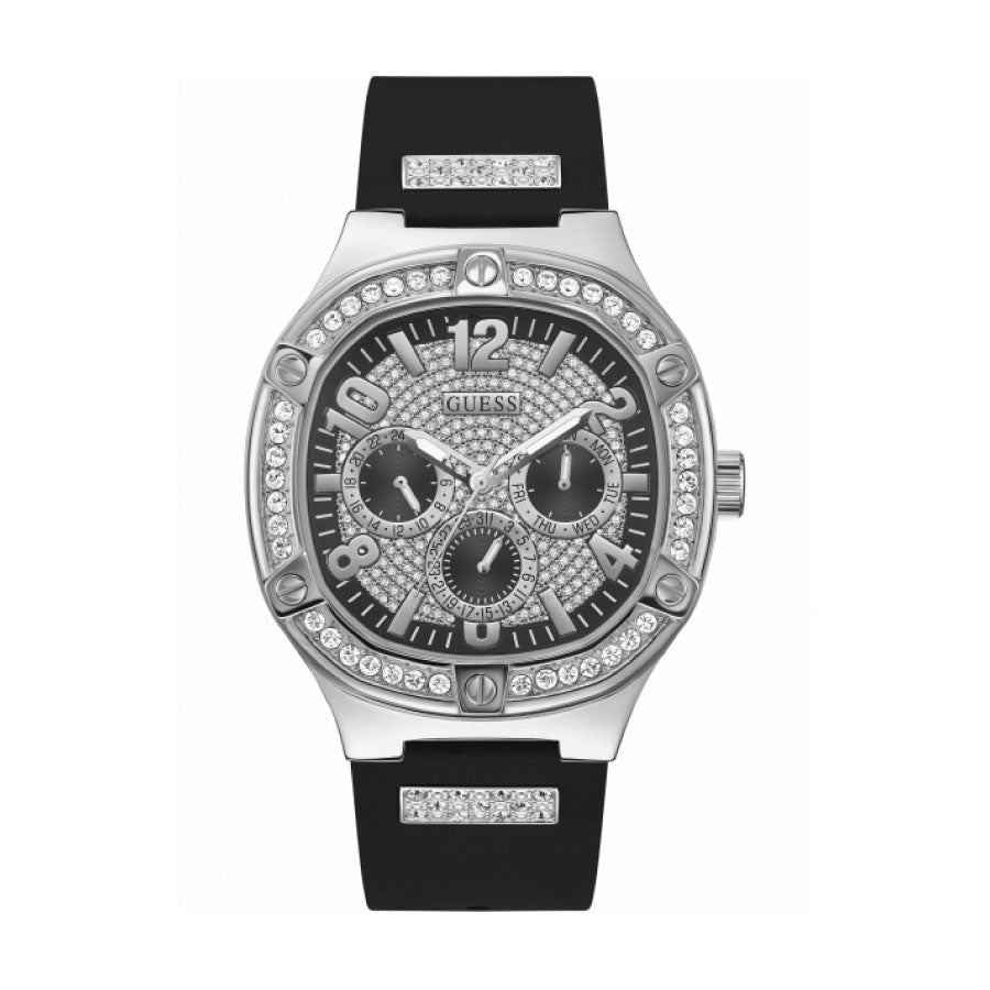 Guess GW0641G1 Silver Case Black Silicone Strap Watch