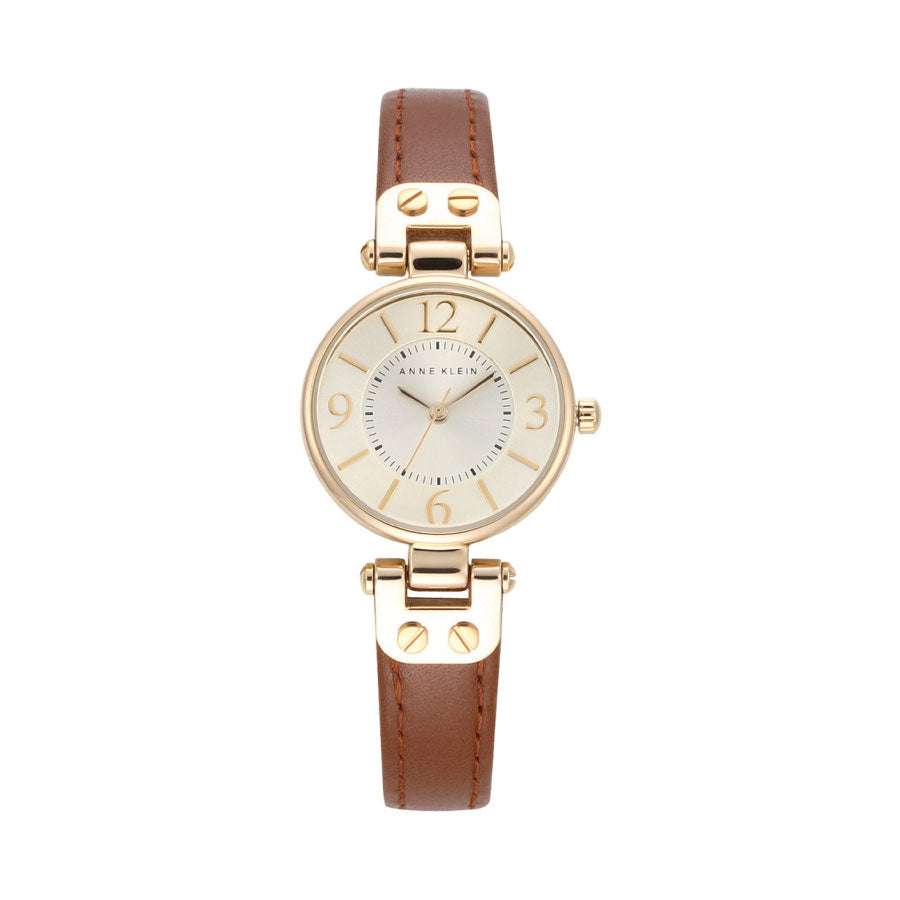 Anne Klein 10-9442CHHY Champagne Dial Leather Strap