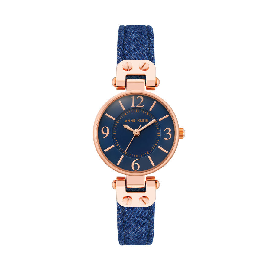 Anne Klein 10-9442RGDM Blue Dial Blue Leather Strap