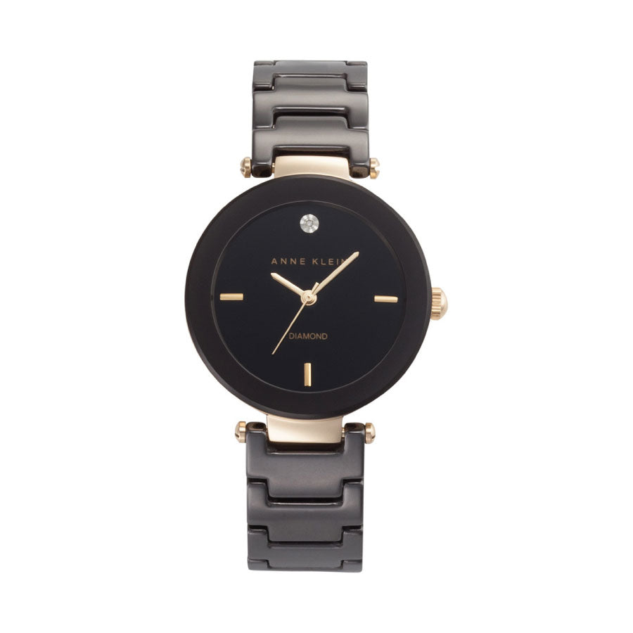 Anne Klein AK-1018BKBK Black Dial Ceramic Strap