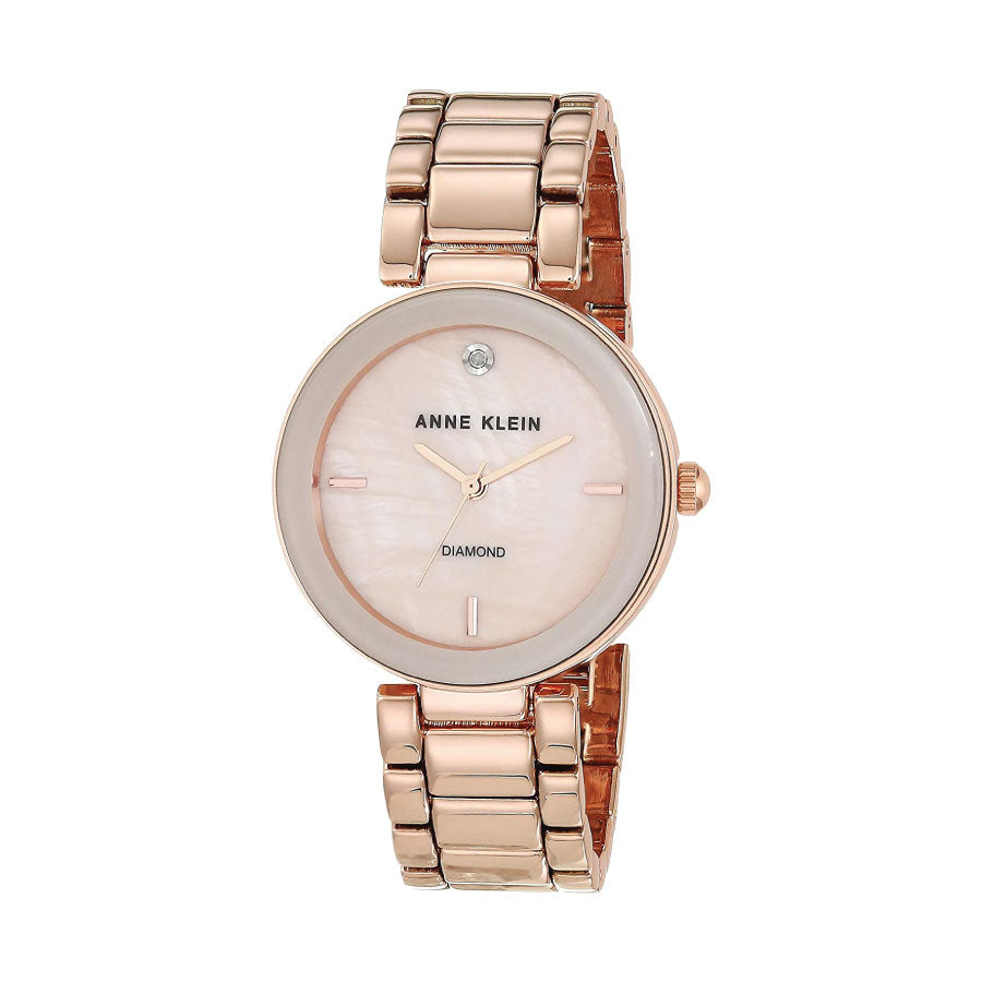 Anne Klein AK-1362BMRG Rose Gold Diamond Dial Stainless Steel Strap