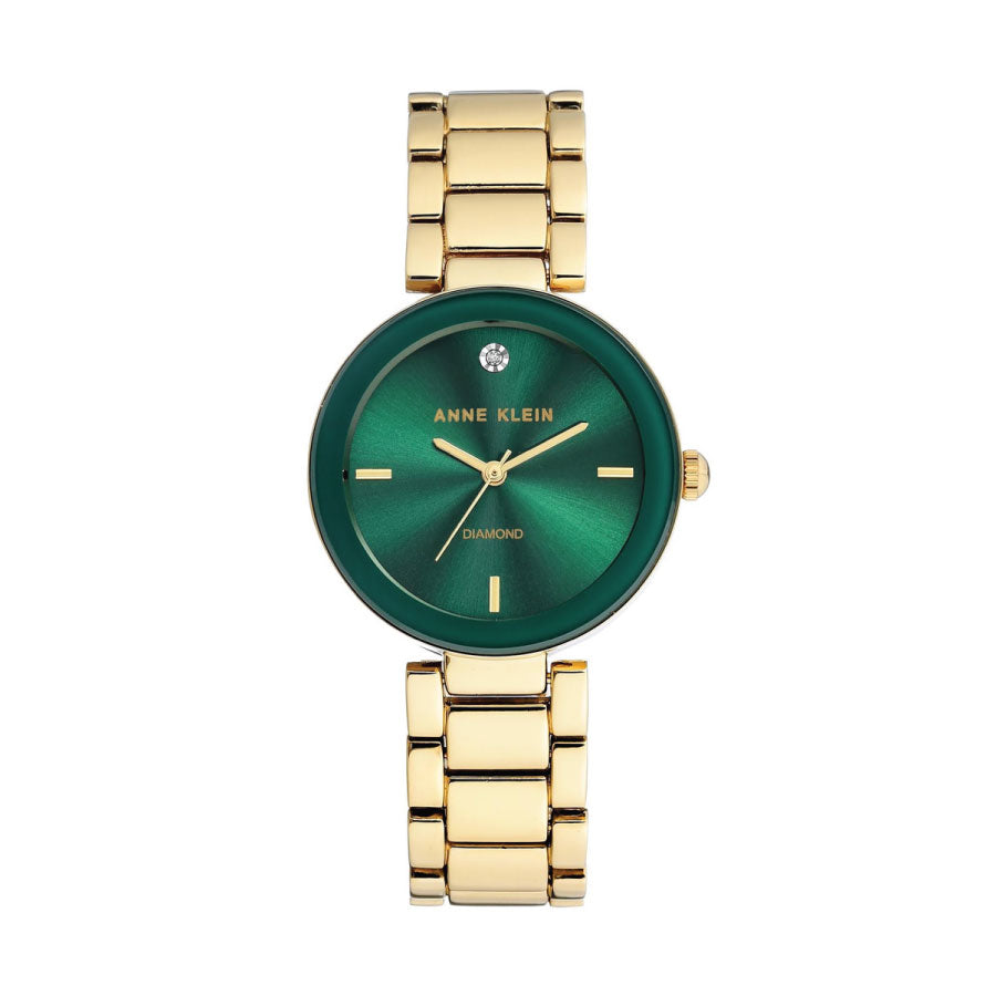 Anne Klein AK-1362GNGB Green Dial Stainless Steel Strap