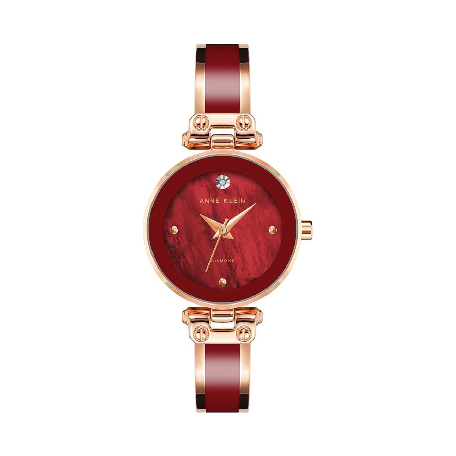 Anne Klein AK-1980BYRG Red Diamond Dial Stainless Steel Strap