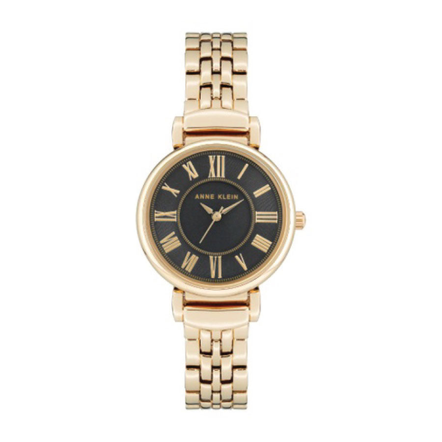 Anne Klein AK-2158BKGB Black Dial Gold Stainless Steel Strap