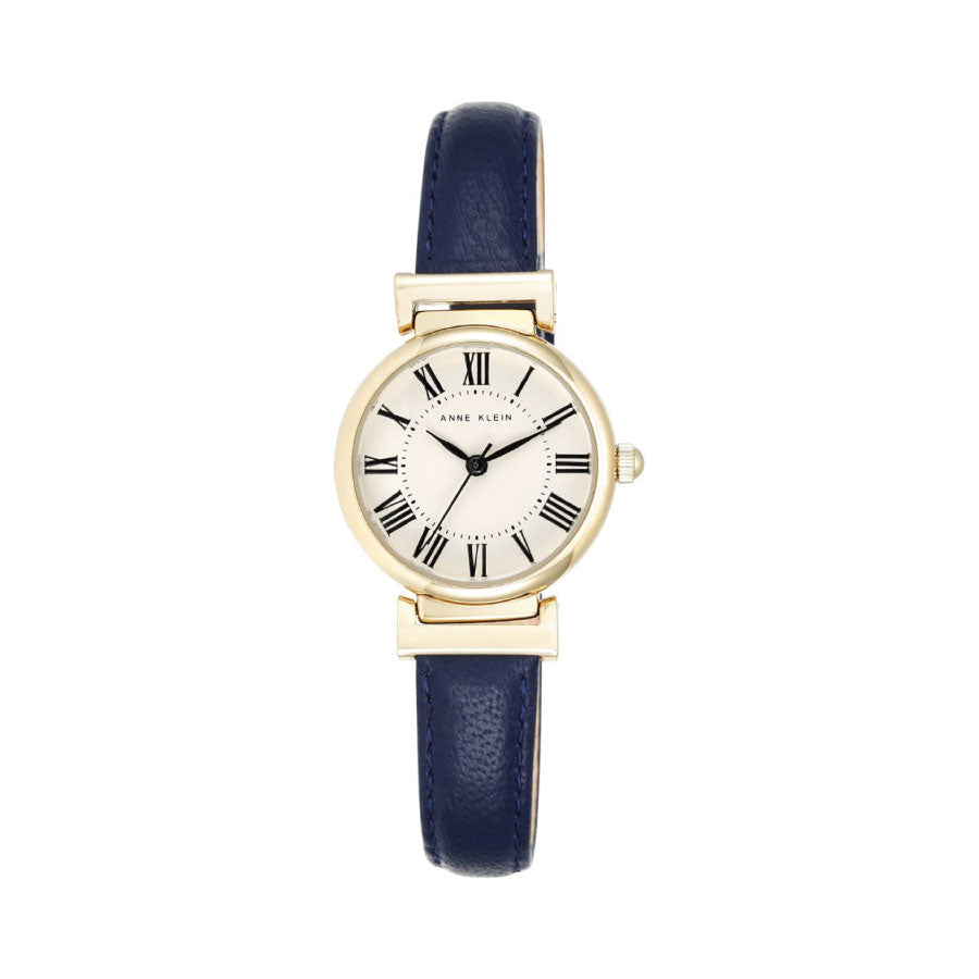 Anne Klein AK-2246CRNV White Dial Blue Leather Strap