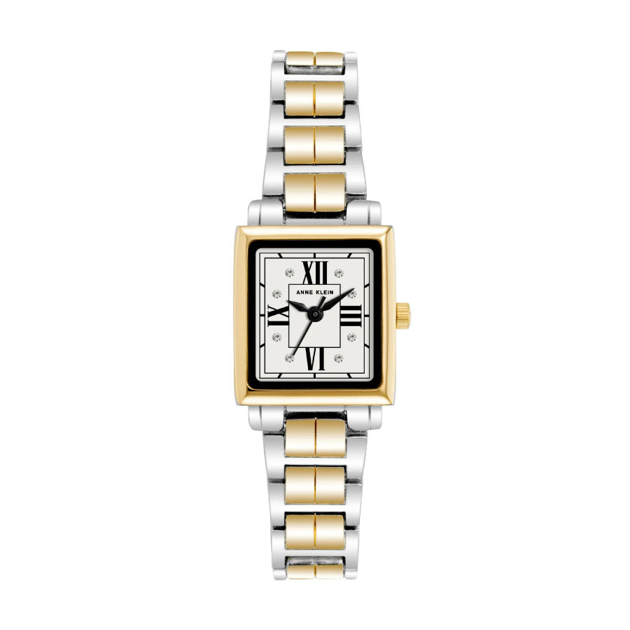 Anne Klein AK-4011SVTT White Dial Gold Stainless Steel Strap