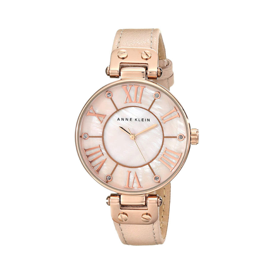 Anne Klein AK-9918RGLP Pink Mother of Pearl Dial Leather Strap