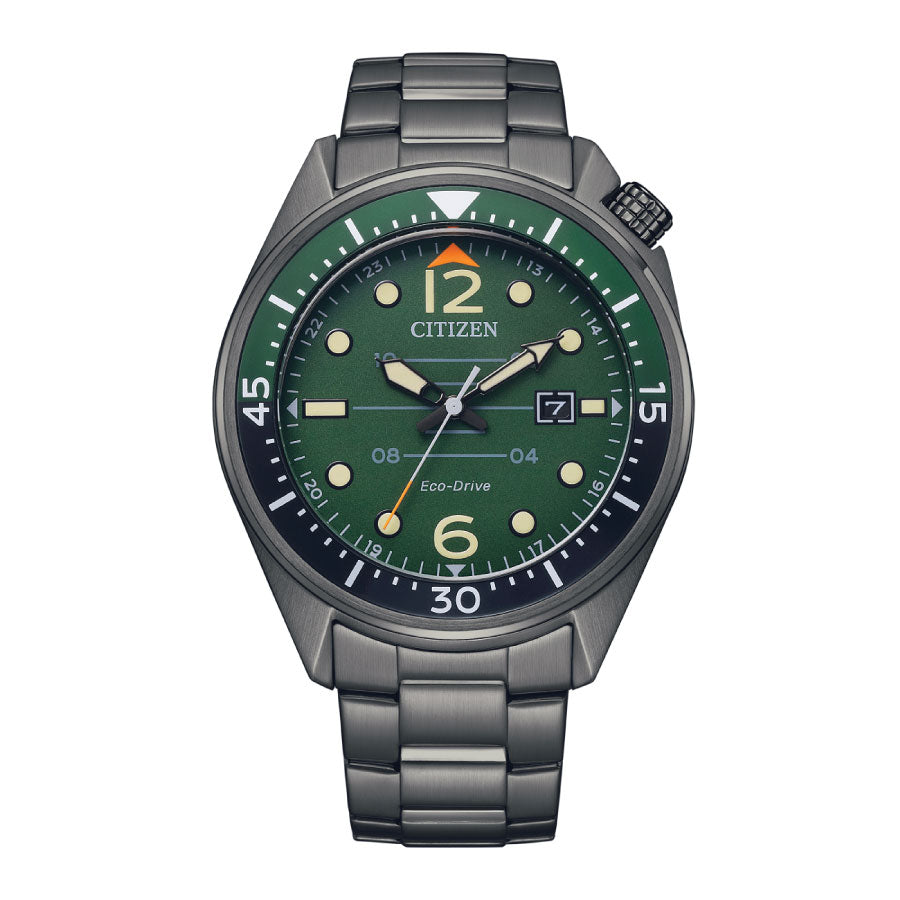 Citizen AW1717-81X Eco-Drive Green Dial Stainless Steel Strap Watch