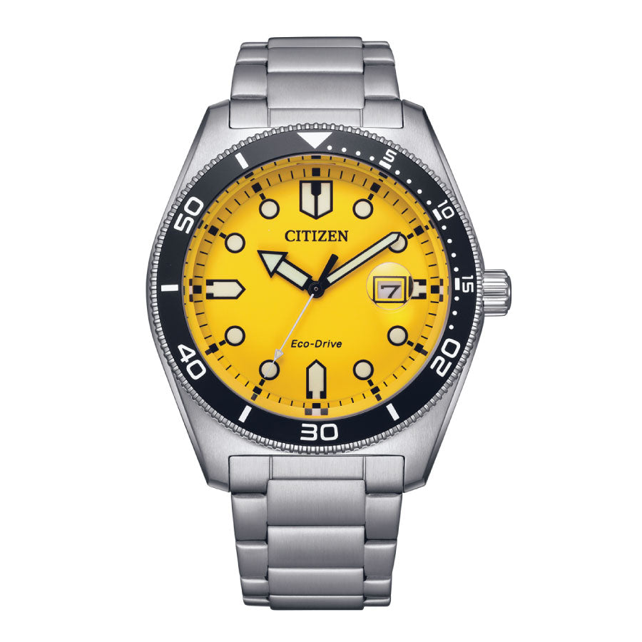 Citizen AW1760-81Z Eco-Drive Yellow Dial Stainless Steel Strap Watch