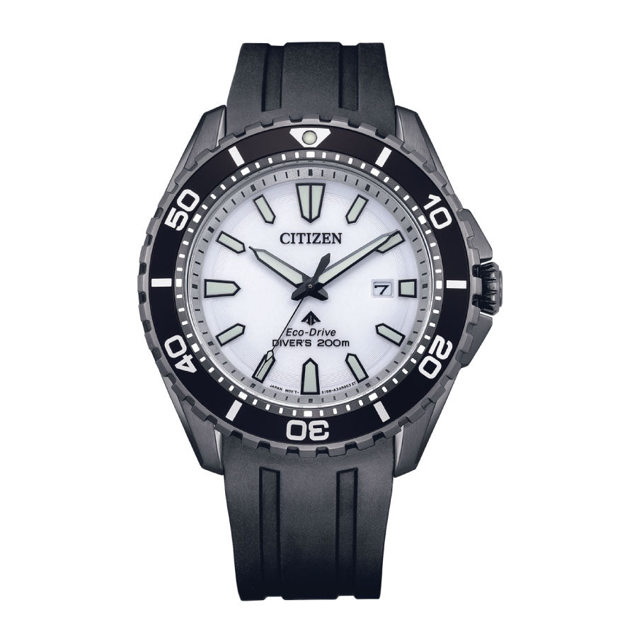 Citizen BN0197-08A Promaster Dive Eco-Drive 200M White Dial Silicone Strap Watch