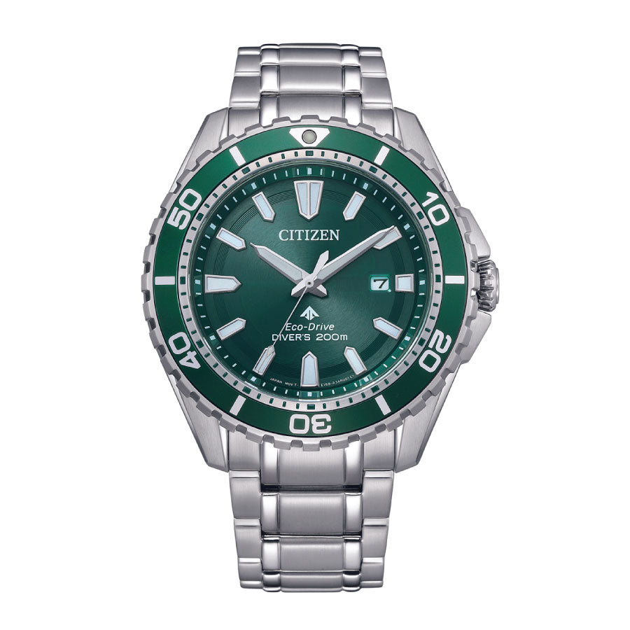 Citizen BN0199-53X Promaster Dive Eco-Drive 200M Green Dial Silicone Strap Watch