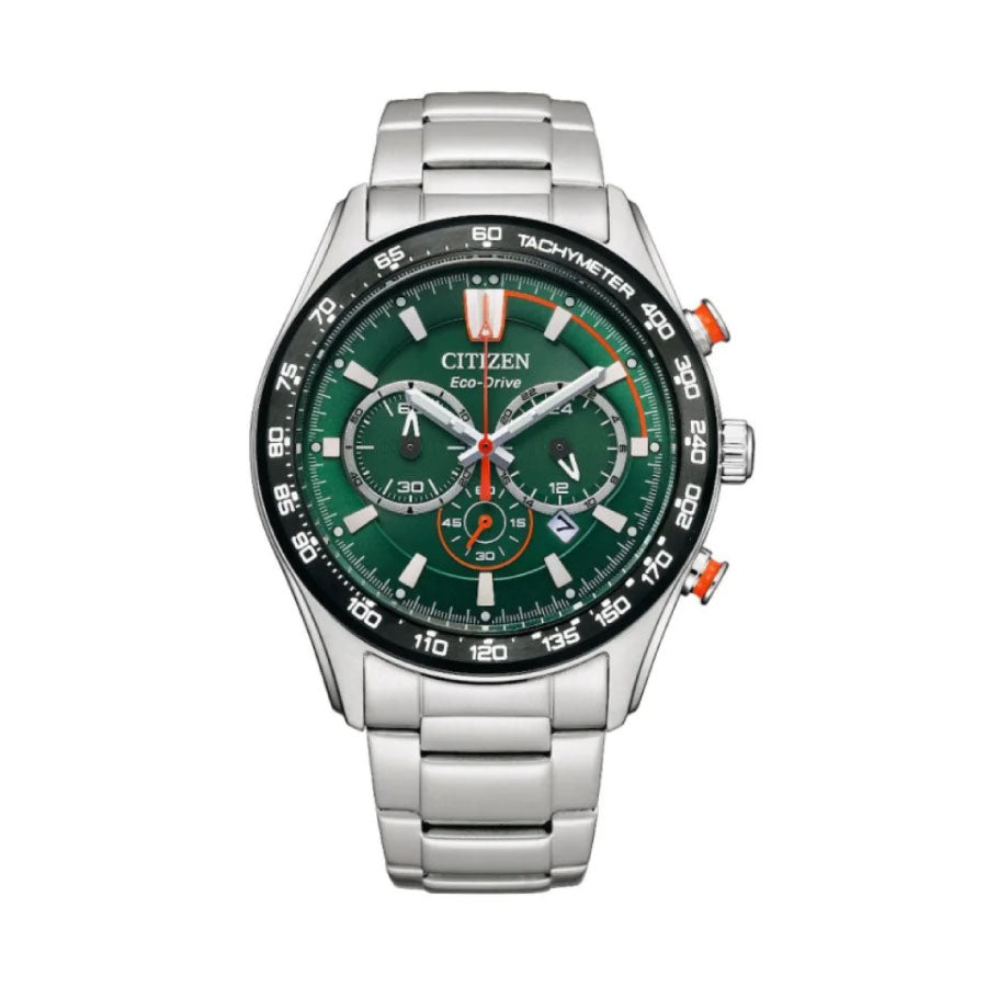 Citizen CA4486-82X Eco-Drive Chronograph Green Dial Stainless Steel Strap Watch