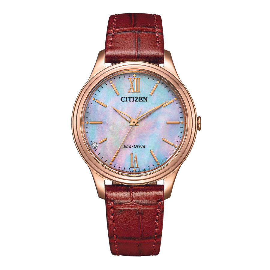 Citizen EM0419-11D Eco-Drive Mother of Pearl Dial Leather Strap Watch