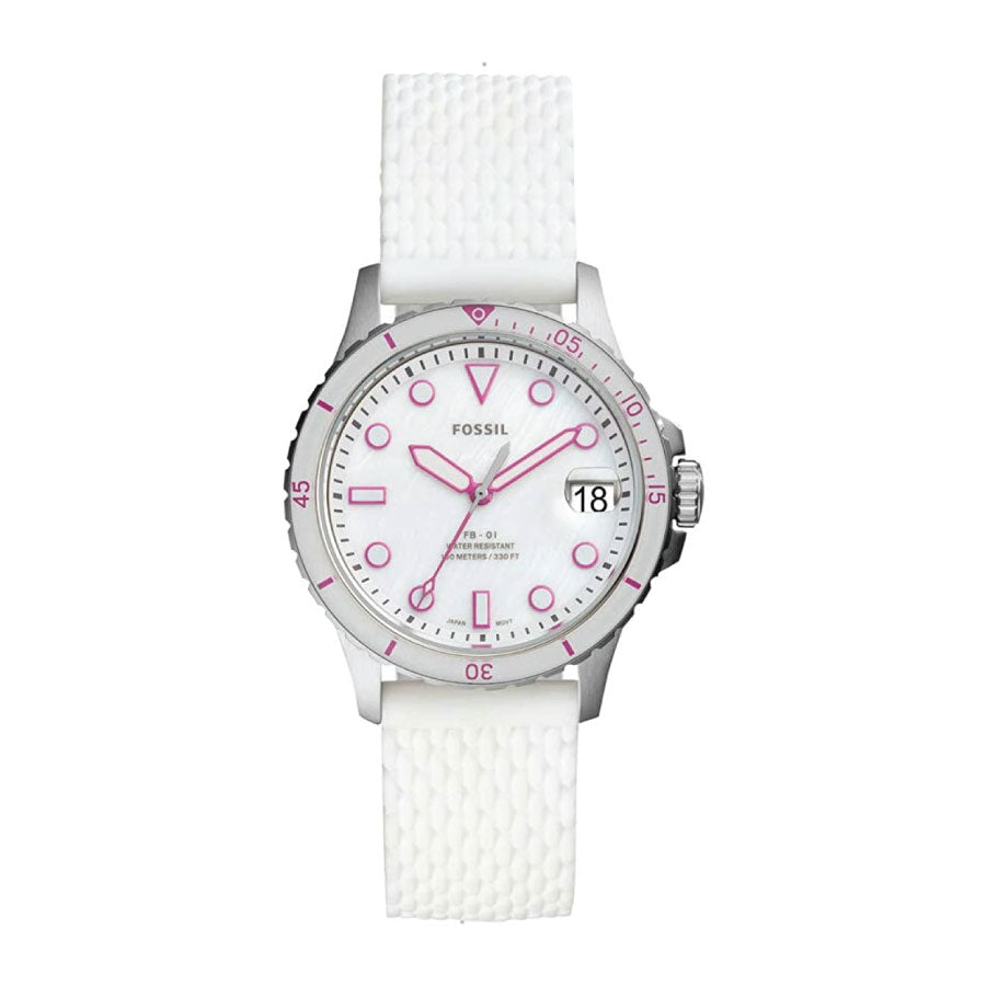 Fossil ES4747 Three-Hand White Silicone